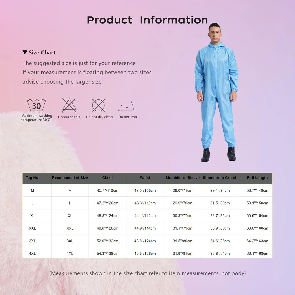 Adult Anti-Static Hooded Coverall Workshop Uniform Long Sleeve Zipper Dust-proof Overalls Jumpsuit for Lab Worker Spray Paint