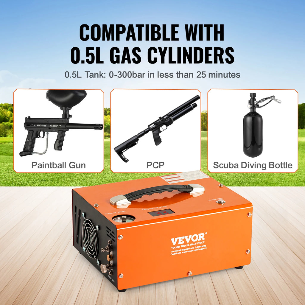 SucceBuy PCP Air Compressor  4500PSI Portable PCP Airgun Compressor Auto-Stop Oil Free Pump for Air Rifle Scuba Diving Bottle