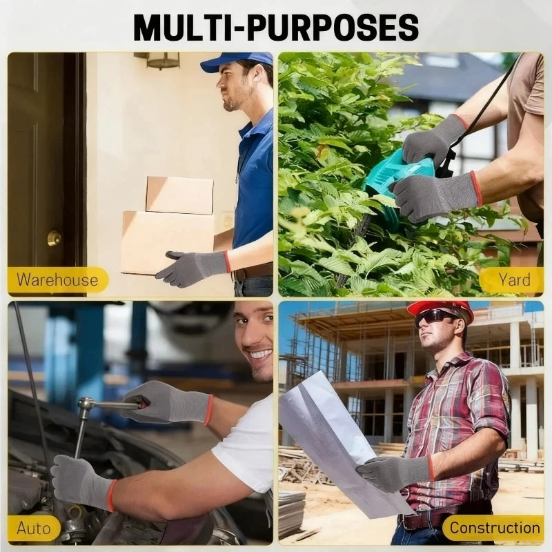 Gardening Work Gloves Microfoam Nitrile Coated Touchscreen Nylon Safety Gloves with Grip for Men Yard Lawn Mechanic Constructio