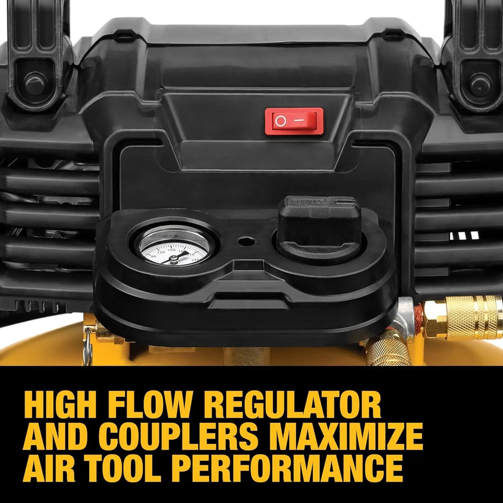 6 Gallon Portable Air Compressor, 165 PSI Max Pressure, Quiet Operation for Long Tool Use