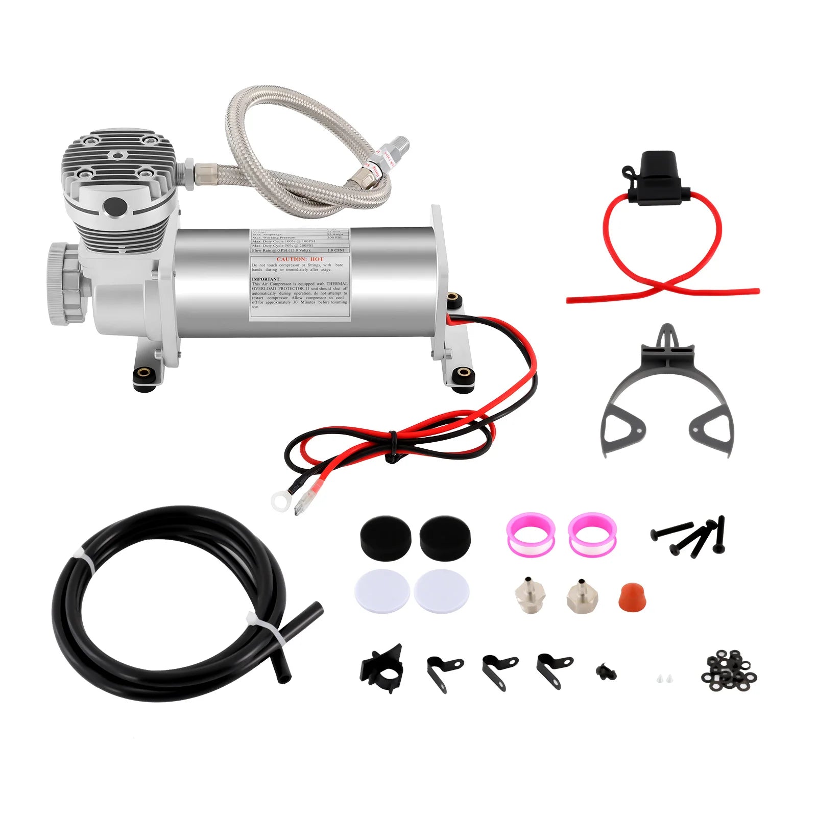 12V 200PSI Portable Air Compressor Kit 1.8CFM Air Ride Suspension Compressor Onboard Air Compressor for Tire Inflation