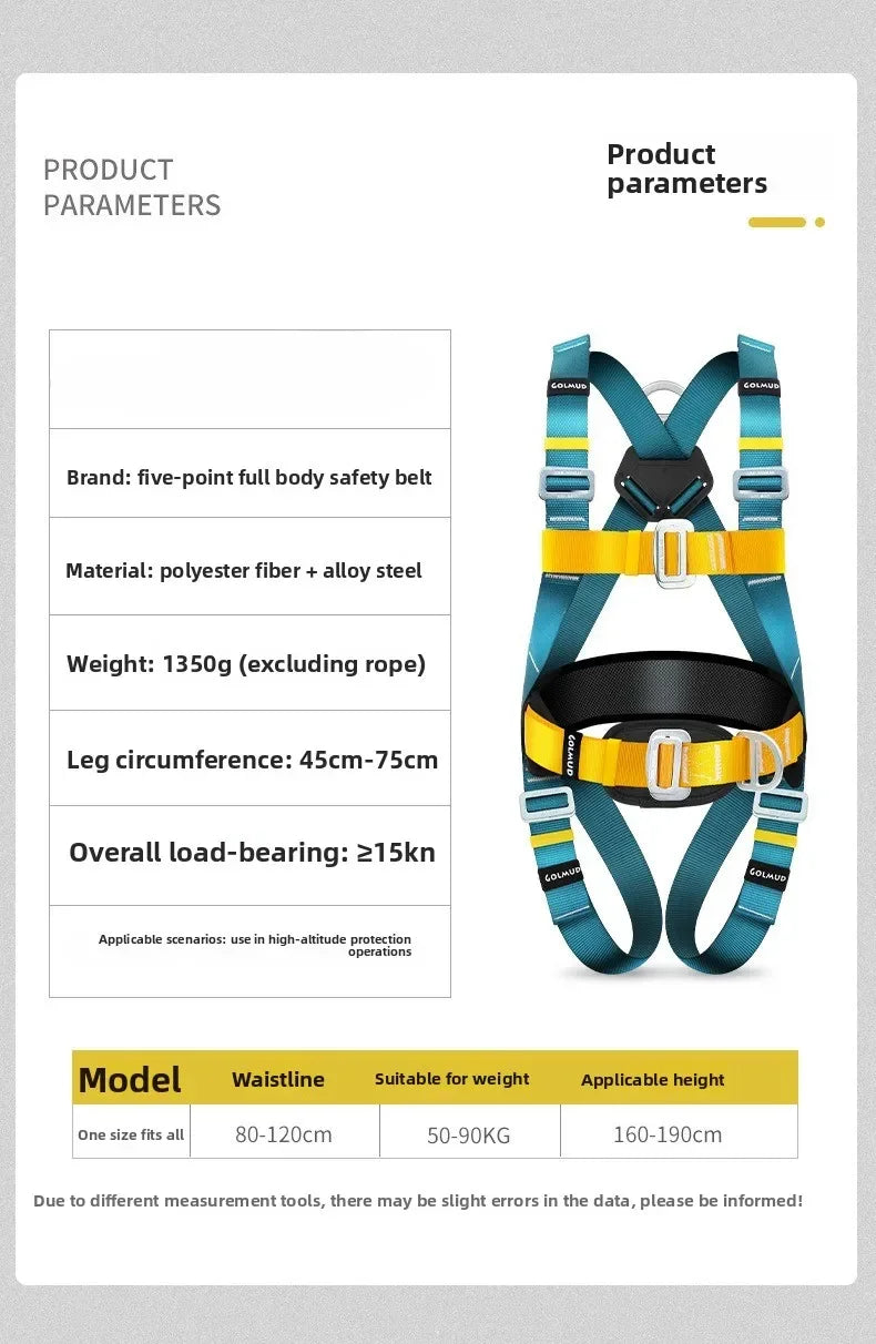 Safety Harness for Work in Height with Safety Rope Belt Carabiner Outdoor Climbing Industrial Full Body Security Protection