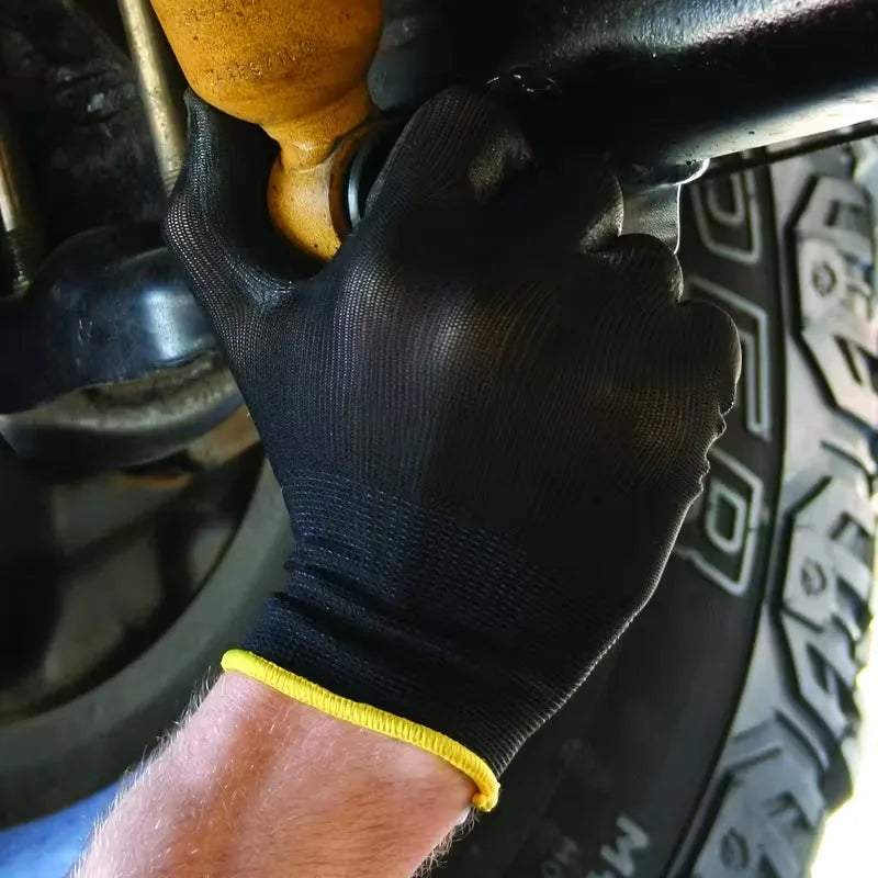 6/12/18PCS PU Coating Gloves Anti-Slip Multi-scenario Nylon PU Work Gloves Safety Durable Gardening Machinery Automotive Repair