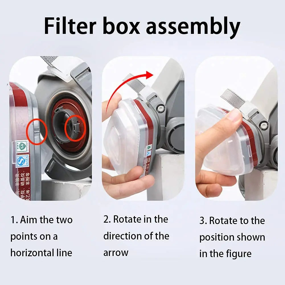 26in1 6200 Half Face Dust Gas Mask Respirator For Industrial Paint Spray Chemical Organic Vapor With Filters Protection