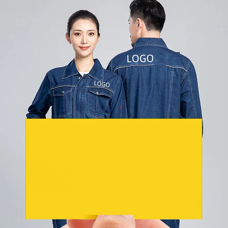 Summer Denim work clothes for men women Reflective stripe safety working Uniform Mechanic repairman worker Coverall welding Suit