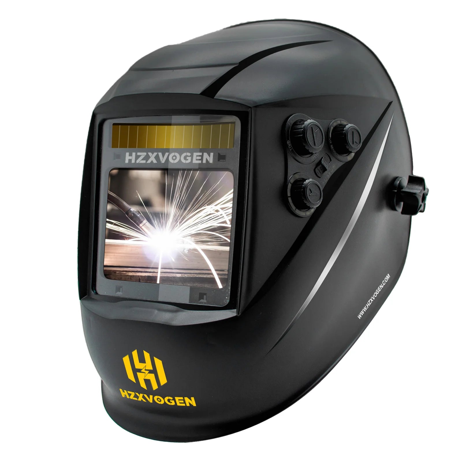 HZXVOGEN Auto Darkening Welding Helmet Large Viewing Welding Hood True Color Solar Battery Powered Welder Mask HV008