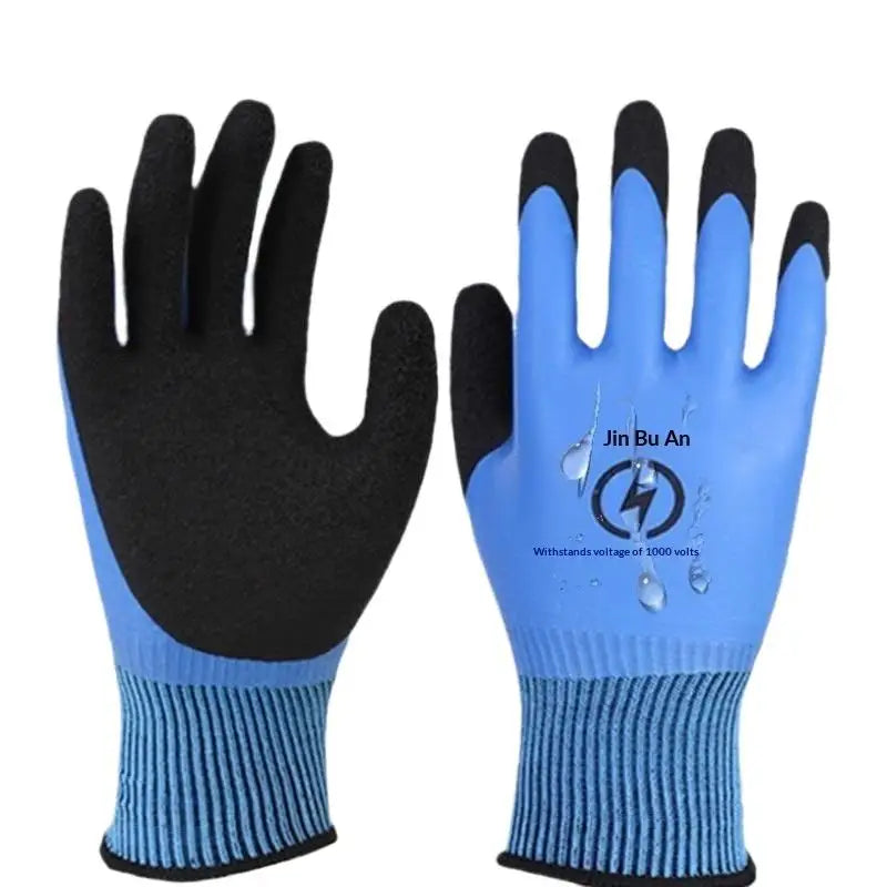 New 1 Pair Withstanding Voltage 1000V High Elasticity Glove Safety Protective Blue Electrician Insulating Gloves