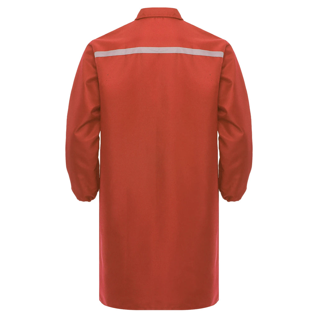 Mens Womens Factory Workshop Uniform Long Sleeve Pockets Button-up Coverall Reflective Strips Long Workwear Wear-resistant Coat