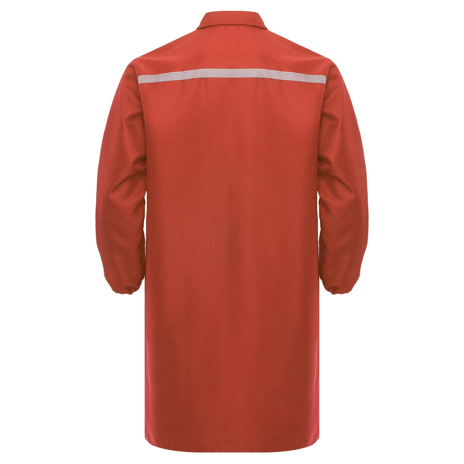 Mens Womens Factory Workshop Uniform Long Sleeve Pockets Button-up Coverall Reflective Strips Long Workwear Wear-resistant Coat