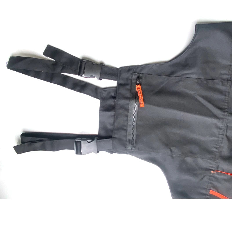 Reflective Bib Overalls Mens Women Work Clothing Protective Coveralls Strap Jumpsuit Multi Pockets Uniform Sleeveless Cargo Pant