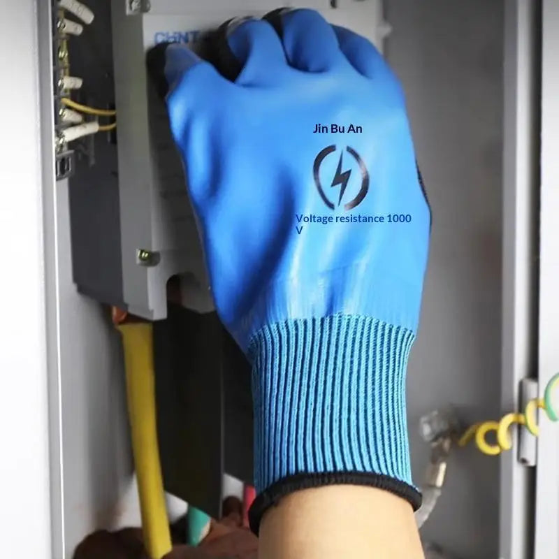 New 1 Pair Withstanding Voltage 1000V High Elasticity Glove Safety Protective Blue Electrician Insulating Gloves