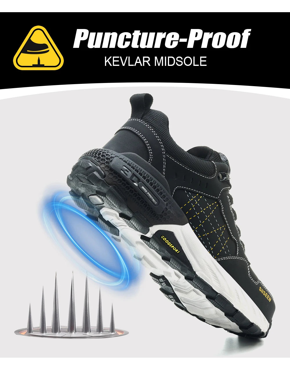 Men's Steel Toe Safety Shoes Anti-Puncture Anti-Slip Wear-Resistant Industrial Work Footwear Fashionable Men's Foot Protection