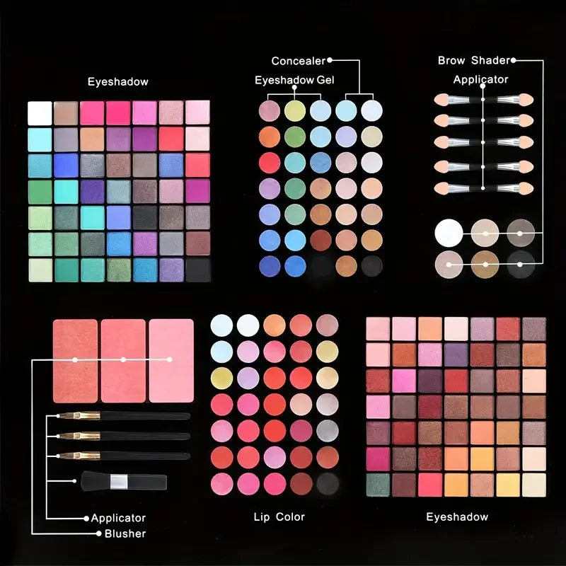 177 Color Makeup Set Including Eyeshadow Palette Blush lip Gloss Concealer,All-in-one Women's Makeup et,Complete Set with Mirror