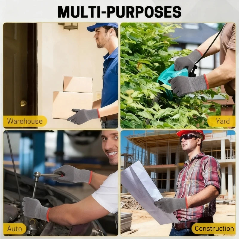Work Gloves Microfoam Nitrile Coated Touchscreen Nylon Safety Gloves with Grip for Men Gardening Yard Lawn Mechanic Construction