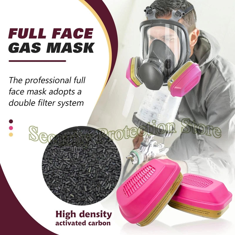 6800 Full Face Respirator Gas Paint Spray Mask with 60926 Cartridge for Painting Car Spray Epoxy Resin Dust Polishing Welding