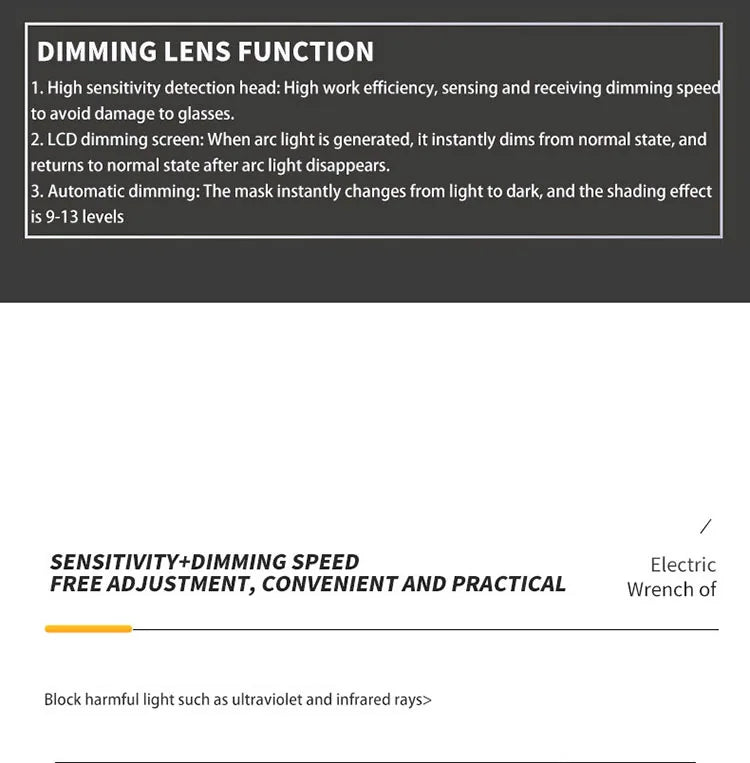 Large View Welder Protect Mask Automatic Dimming Welding Facemask 4 Sensors Solar Cell Powered Grinding Welding Cutting Helmet