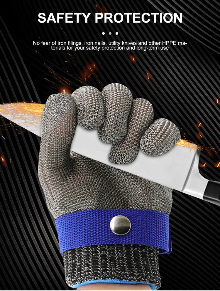 Stainless Steel Gloves Anticut Safety Cut Resistant Hand Protective Metal Glove Meat Mesh For Butcher Wire Knife Proof Cut Glove