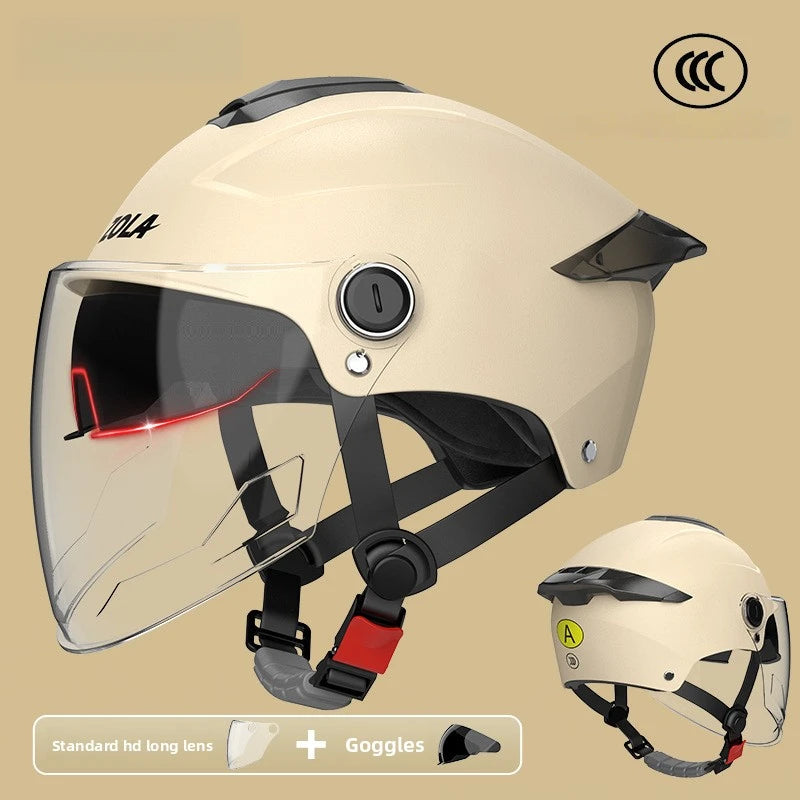 Double Lens Electric Motorcycle Helmet Electric Bike Half Helmet Summer Sun Protection Safety Helmet For Women Men