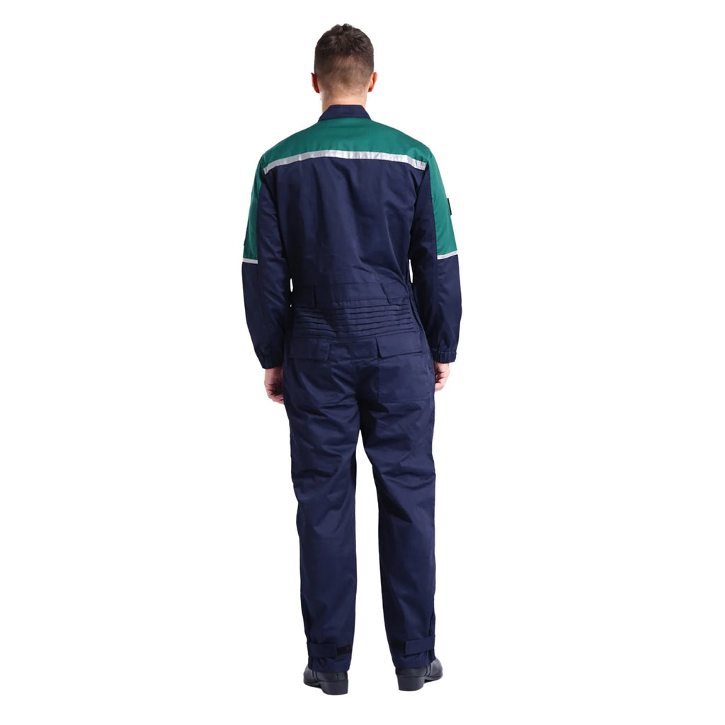 Mens Wear Resistant Anti-static Protective Jumpsuit Workwear Multi-pocket Reflective Straps Full-body Coveralls Workshop Uniform