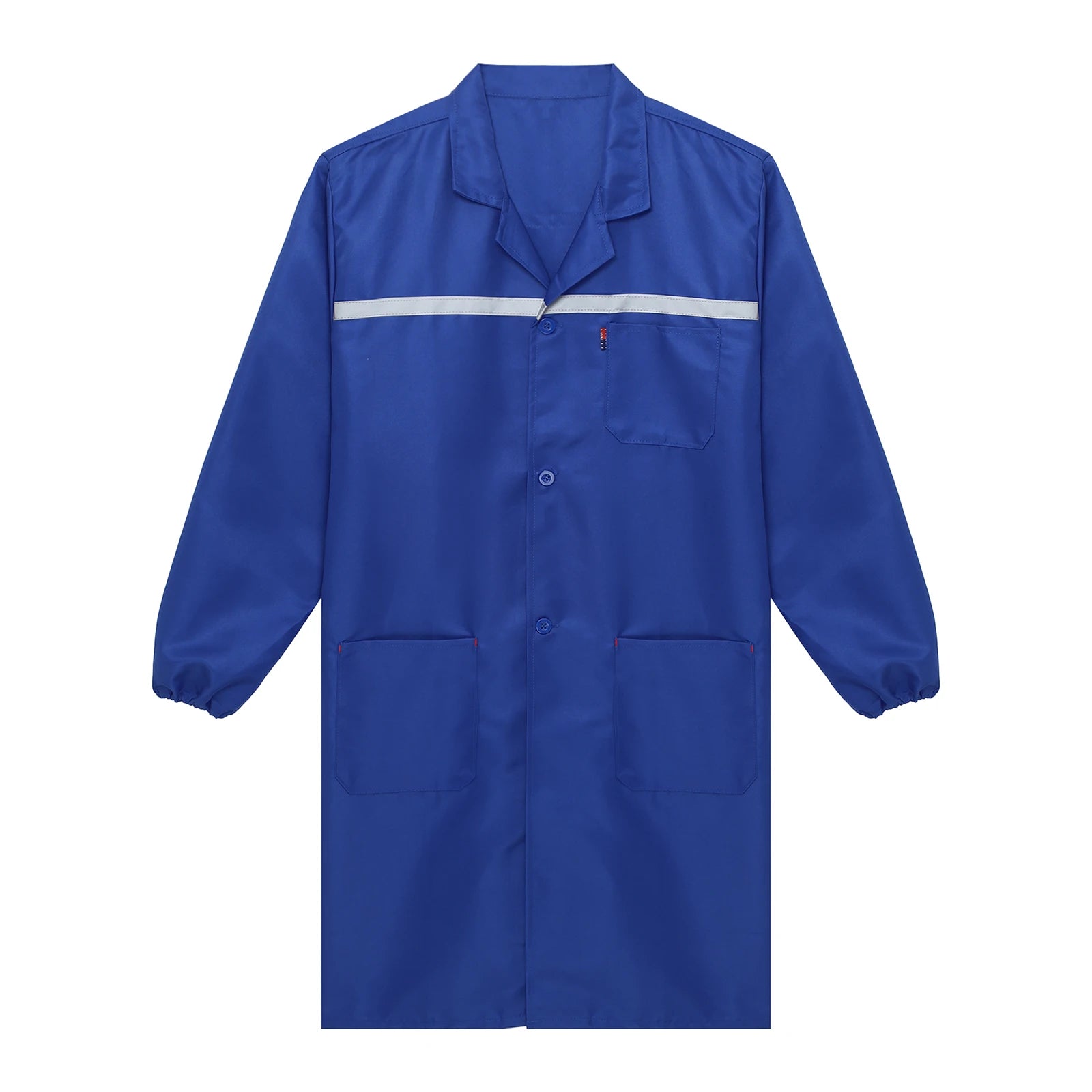Mens Womens Factory Workshop Uniform Long Sleeve Pockets Button-up Coverall Reflective Strips Long Workwear Wear-resistant Coat