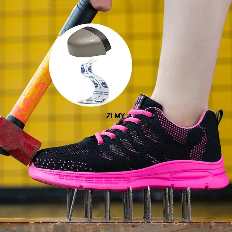 Women Safety Shoes New Steel Toe Work Safety Boots Breathable Working Sneaker Lightweight Sport Work Shoes Woman Boot Industrial