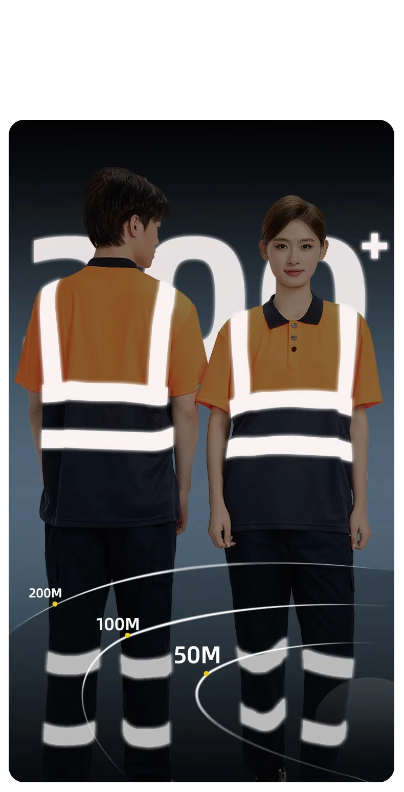 Hi Vis safety work clothes polo shirt safety Cargo pants work trousers Mechanic's repairman Working Shirt with trousers Coverall