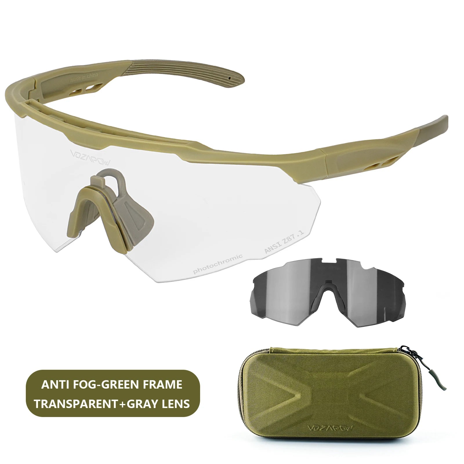 Vozapow Professional Shooting Glasses UV400 ANSI Z87.1 Safe Airsoft Tactical Goggles Anti Fog Mountaineering Fishing Sunglasses