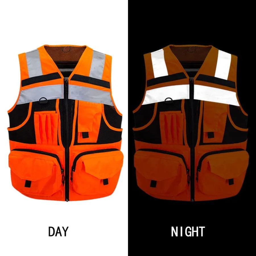 SUXIBIP 10 Pockets Safety Vest for Men and Women High Visibility vest with 3M Reflective Strips Oxford Fabric