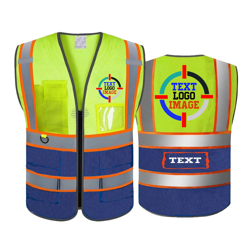 Mesh Safety Vest Customized Your Text Logo Reflective Motocycle Vest Hi Visibility Construction Work Uniform Security ANSI