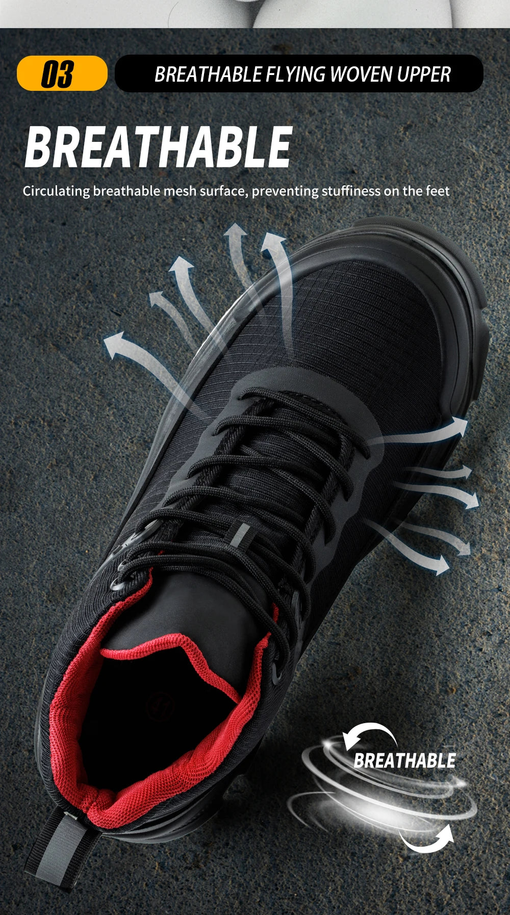 Men's Steel Toe Safety Shoes Anti-Strike Mid-Calf Protection Outdoor Safety Boots Industrial Work Footwear Comfortable Breathabl