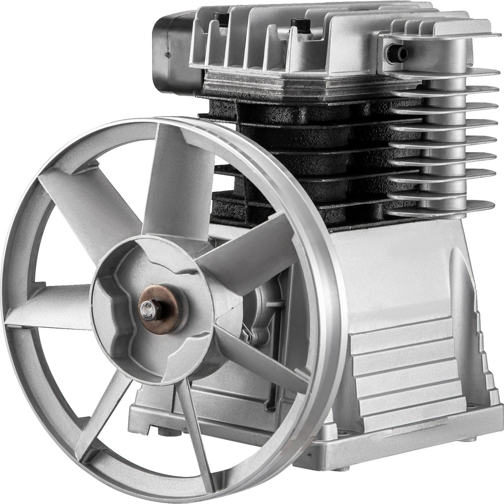 Heavy-Duty Twin Cylinder Air Compressor Pump Head - 2.2KW (3HP), 375 L/MIN (12 CFM), Single Stage