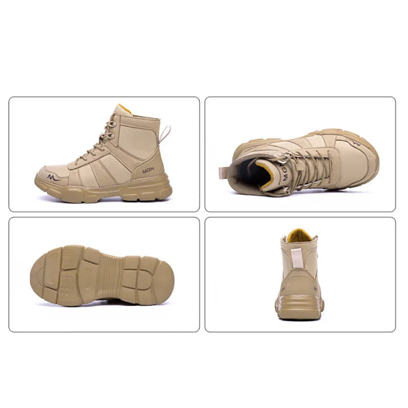 Work Boots Indestructible Safety Shoes Men Steel Toe Shoes Puncture-Proof Sneakers Women Non Slip Work Shoes Male Tactical Boots