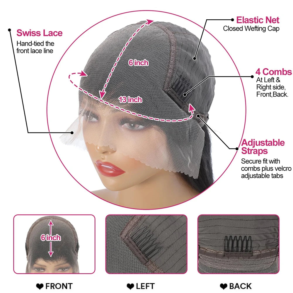 13X6 Kinky Straight Lace Front Wigs 13X4 200% Density Natural Black Yaki Lace Front Wigs For Women Synthetic Wigs Glueless