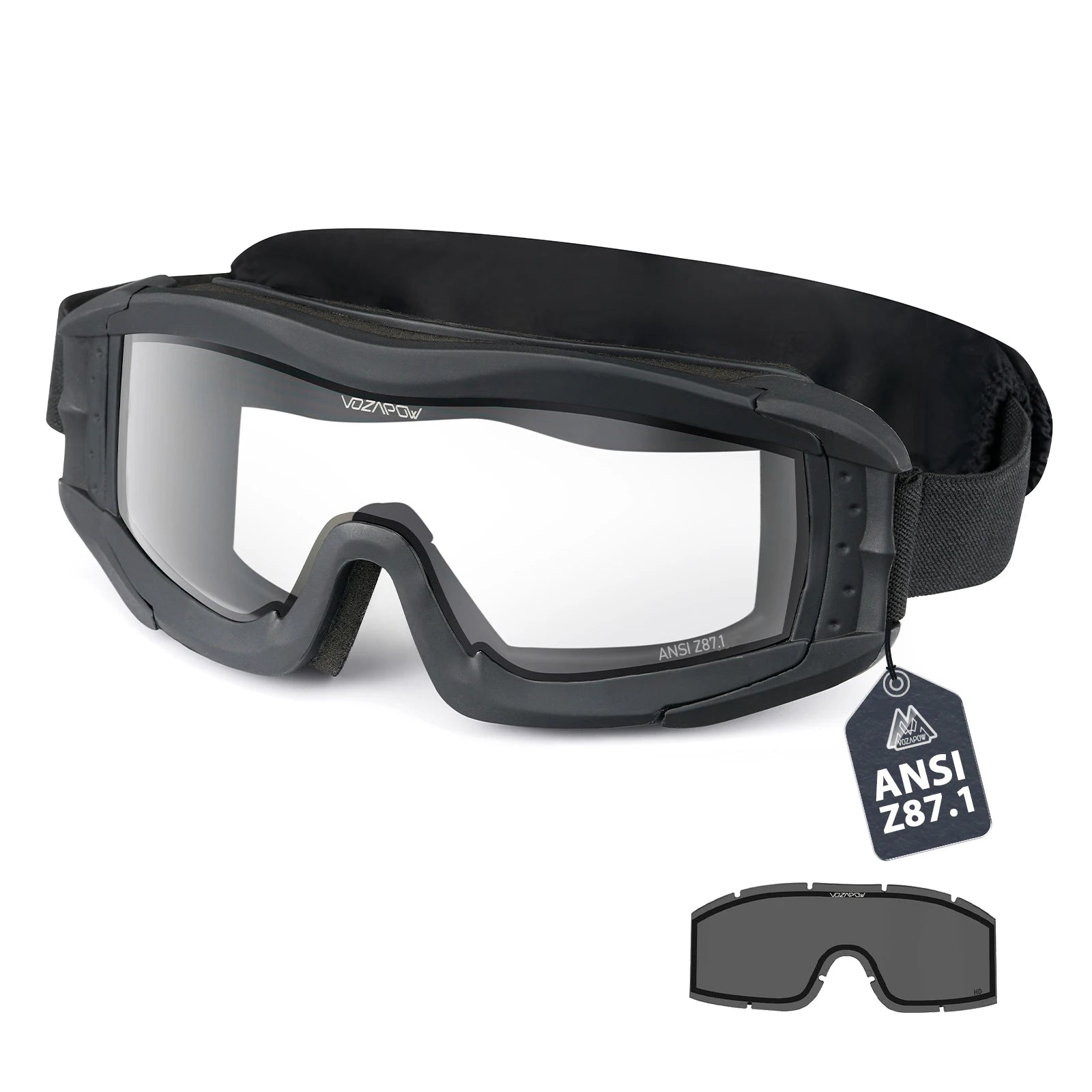 Vozapow Professional Shooting Glasses Anti Fog Impact Resistant Safety Sunglasses UV400 Mountaineering Airsoft Tactical Goggles