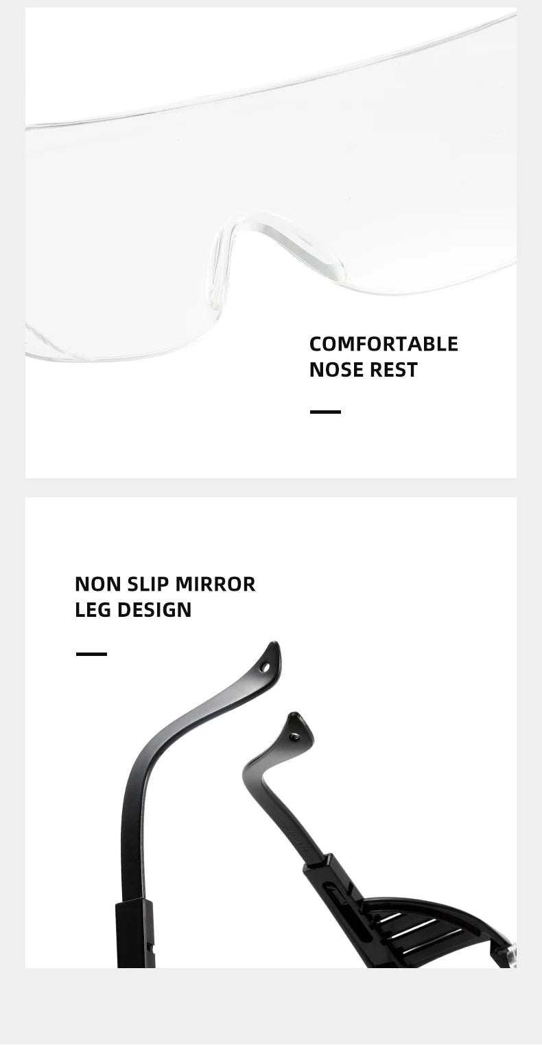 Wrap-Around Safety Glasses for Men & Women, Anti-Dust Anti-UV Industrial Work Goggles for Shooting, Cycling, Lab Use