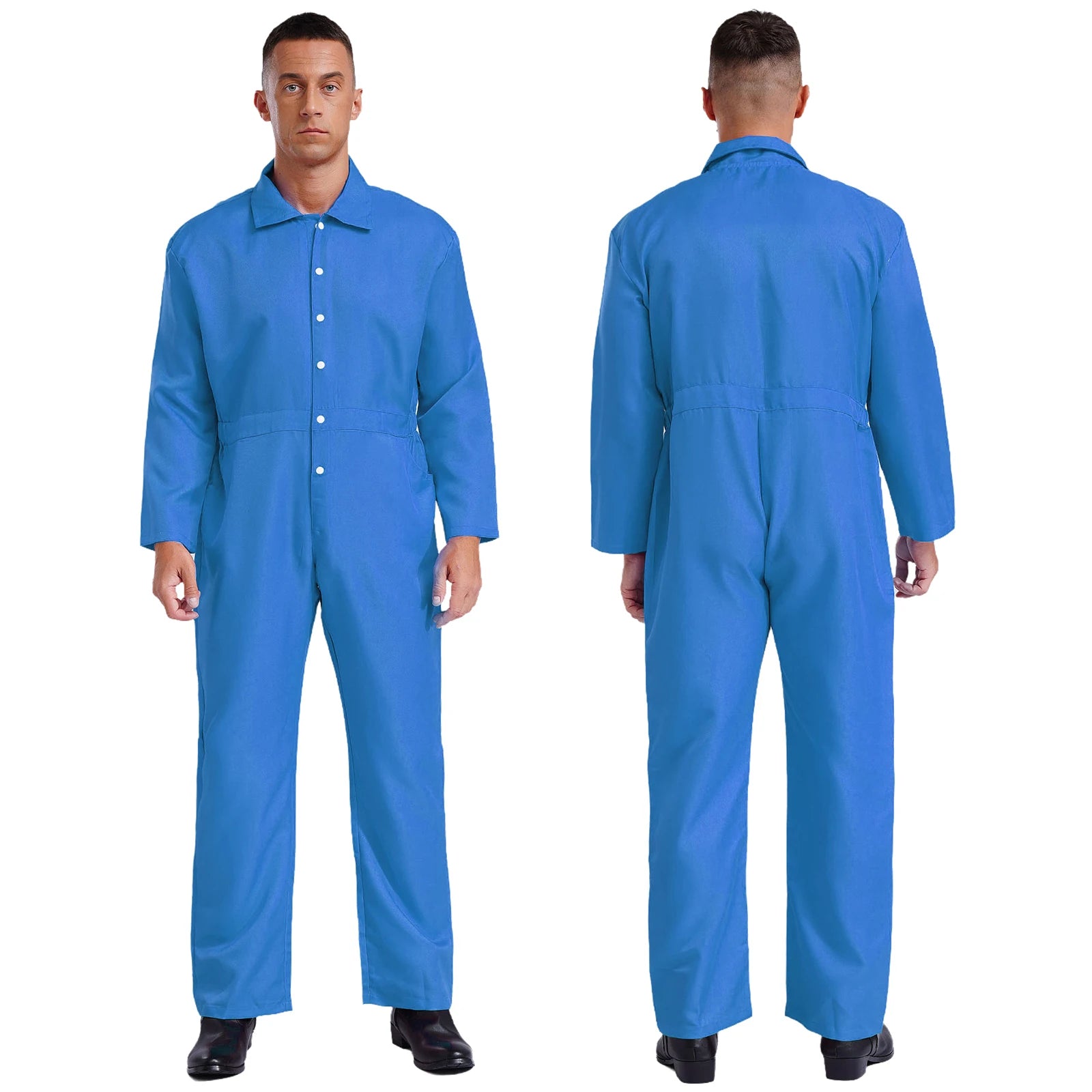Mens Wear Button-up Work Coveralls Jumpsuit Resistant Overalls Costume Turn-down Collar Bodysuit Long Sleeve Workshops Uniforms