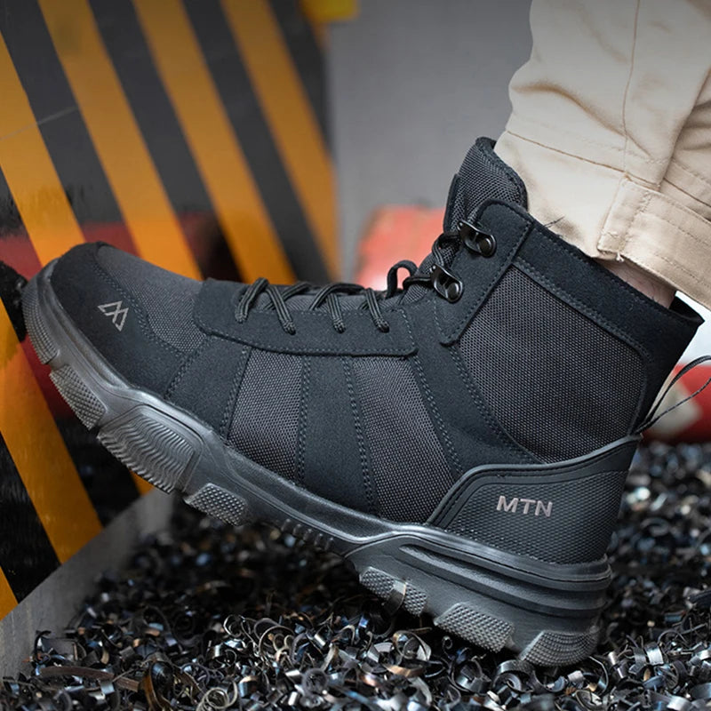 Men Industrial Steel-Toe Work Shoes- Breathable Anti-Smash Protection