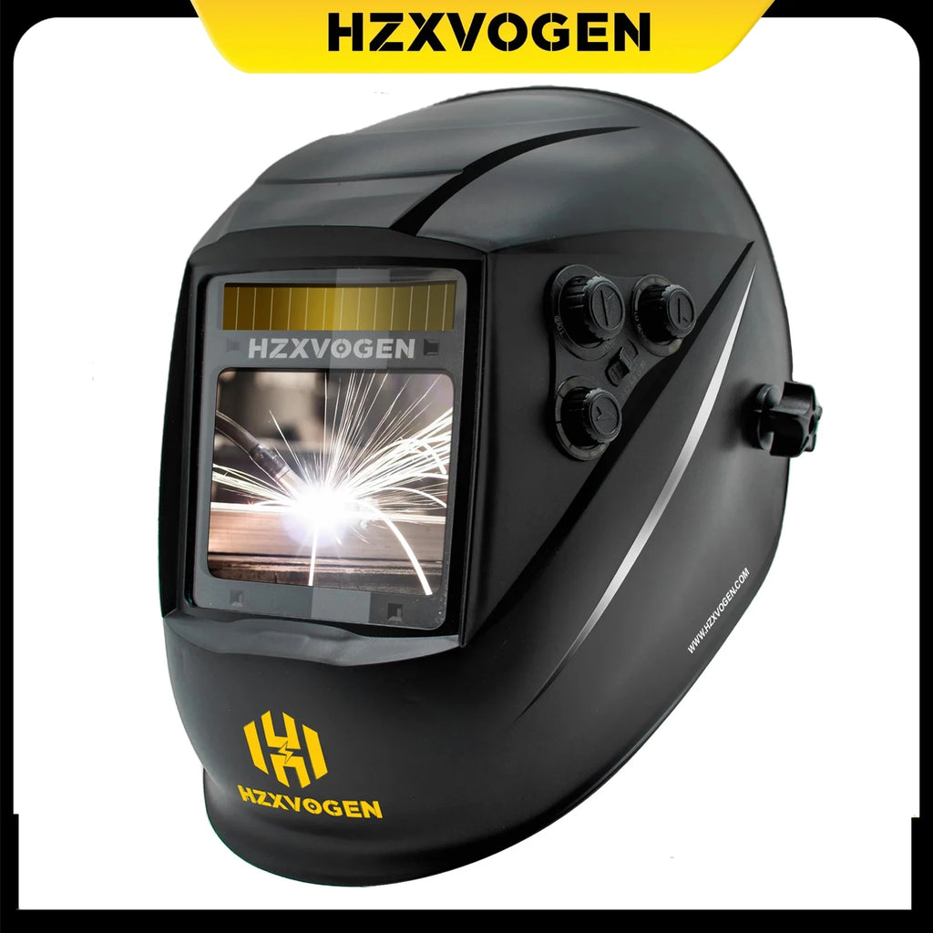 HZXVOGEN Auto Darkening Welding Helmet Large Viewing Welding Hood True Color Solar Battery Powered Welder Mask HV008