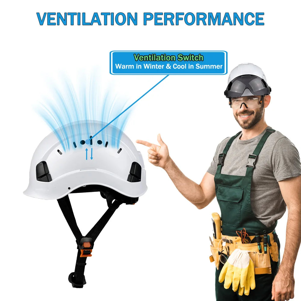 CE Safety Helmet Lightweight ABS Hard Hat w/ Adjustable Ventilation System Safety Cap Construction Working Head Protection ANSI