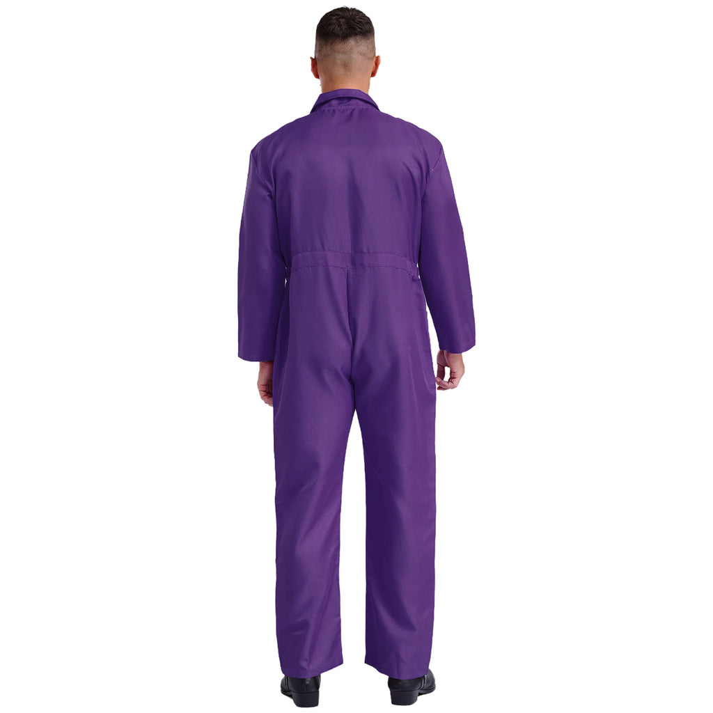 Mens Wear Button-up Work Coveralls Jumpsuit Resistant Overalls Costume Turn-down Collar Bodysuit Long Sleeve Workshops Uniforms