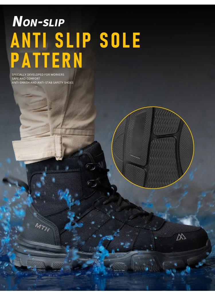 Men Industrial Steel-Toe Work Shoes- Breathable Anti-Smash Protection