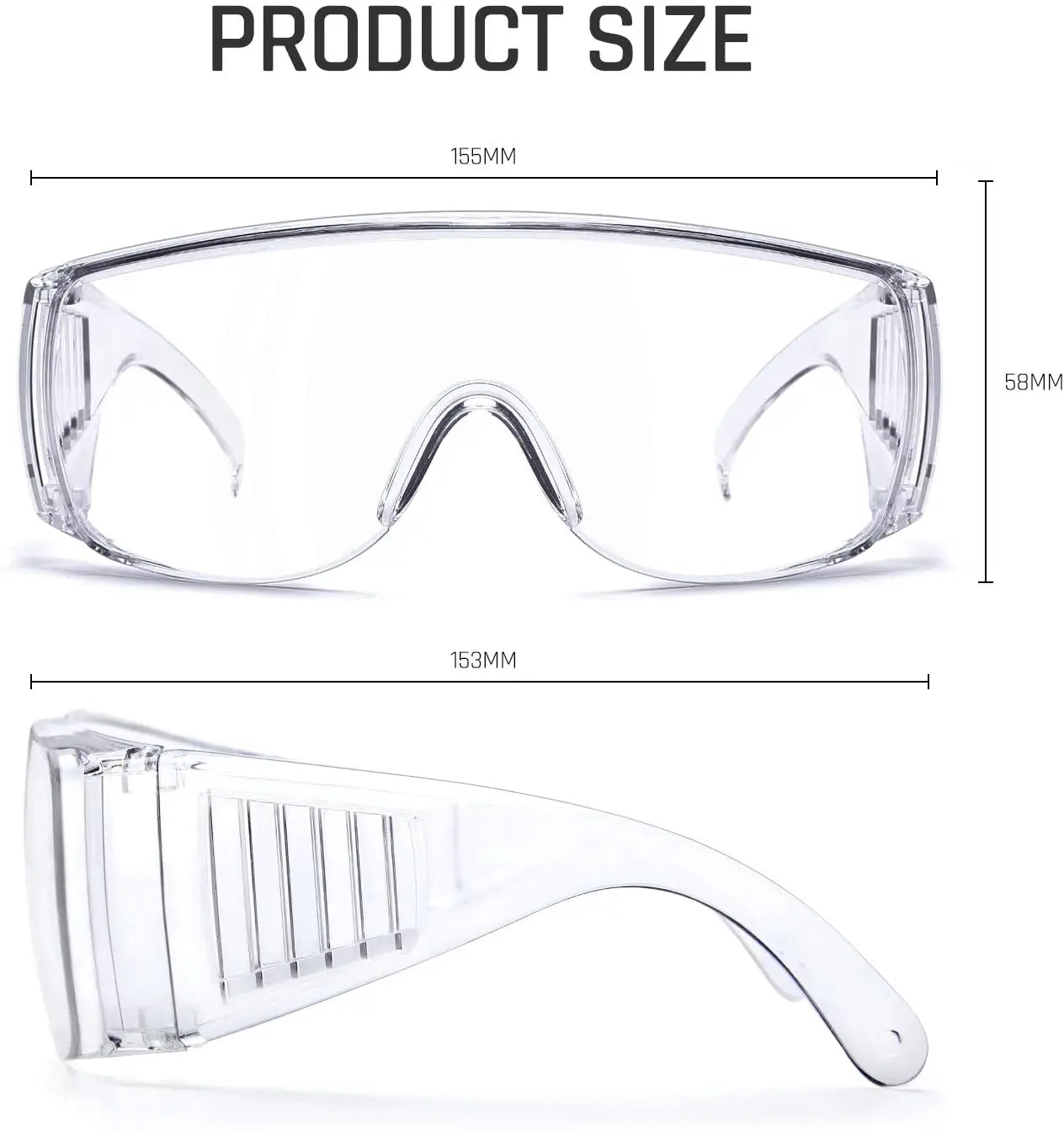 2 Pack Safety Glasses for Men and Women, Adjustable Lab Goggles, UV Protection ANSI Z87 Anti-fog Eyewear Clear Wraparound