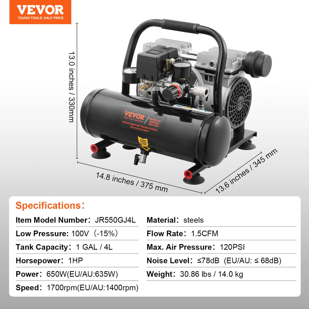 SucceBuy Air Compressor 750W/1450W/3000W Oil Free Air Compressor Quiet Portable Compressor Pump for Auto Repair Tire Inflation