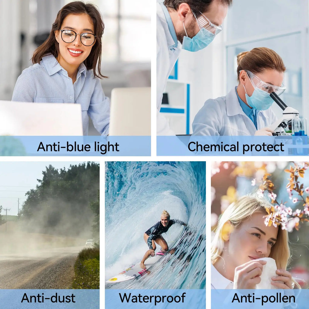 PPE 1 Pack Safety Glasses for Men and Women, Lab Goggles, UV Protection ANSI Z87 Anti-fog Eyewear Clear Wraparound