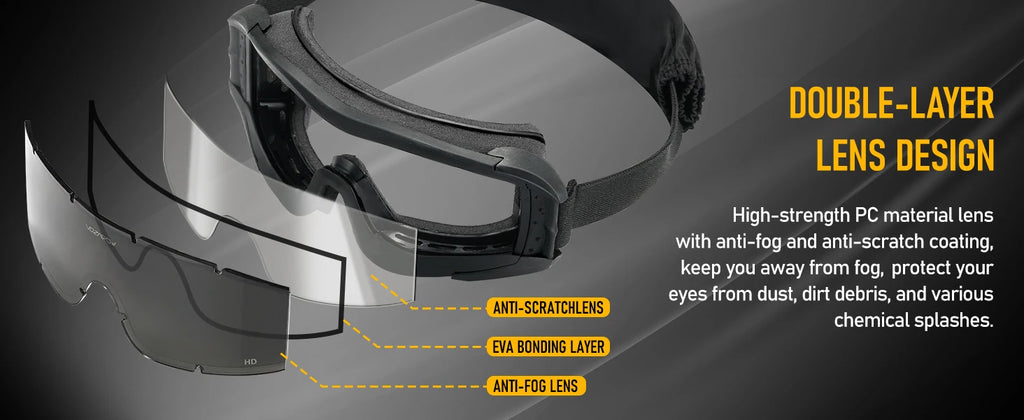 Vozapow Professional Shooting Goggles ANSI Z87.1 Safety Anti Fog Airsoft Tactical Glasses Motorcycle Mountaineering Sunglasses