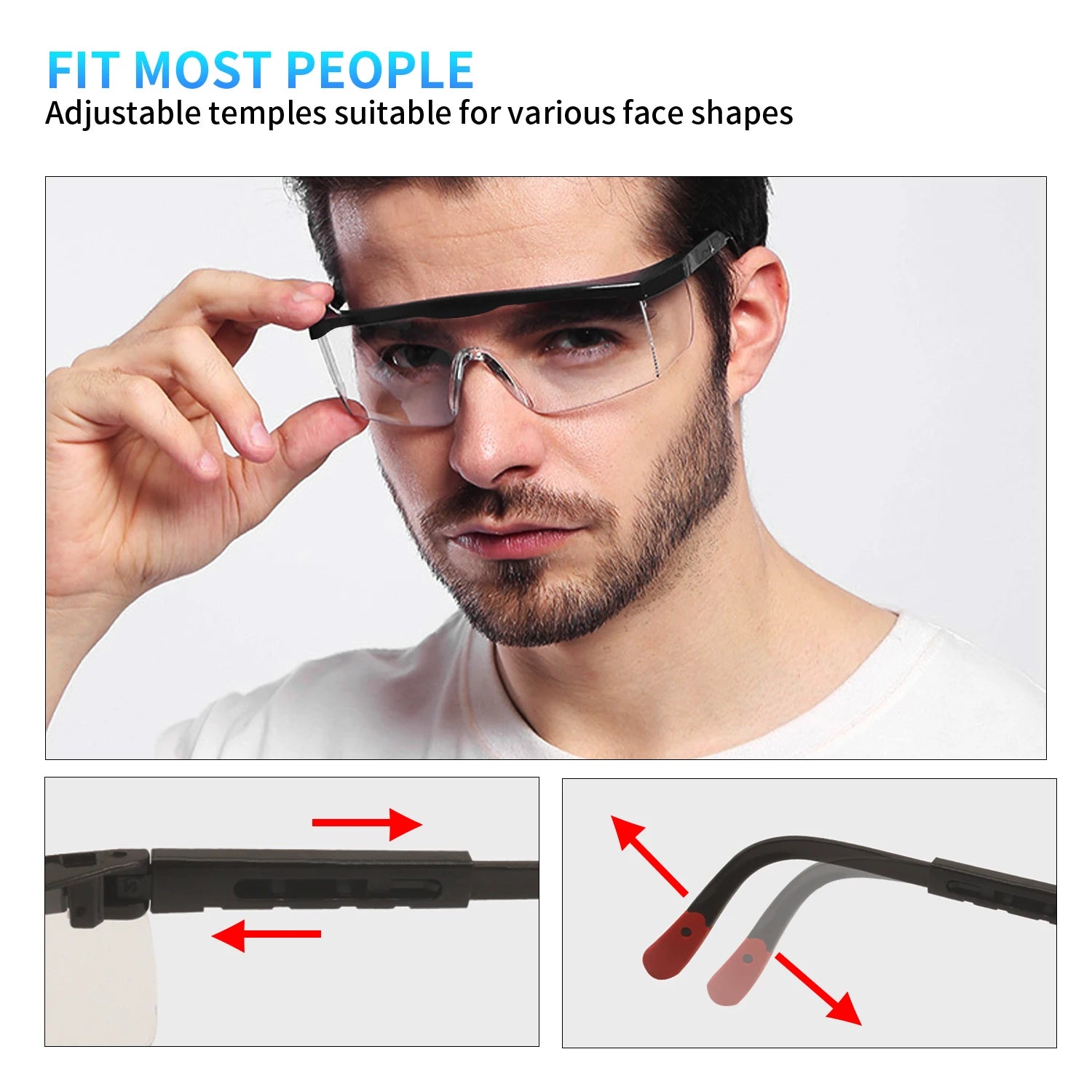 Safety Glasses Dustproof EN166 Ansi Z87 Prescription Goggles Fashion Eyewear Anti Fog Clear Spectacles Rubber Leg Eye Protection