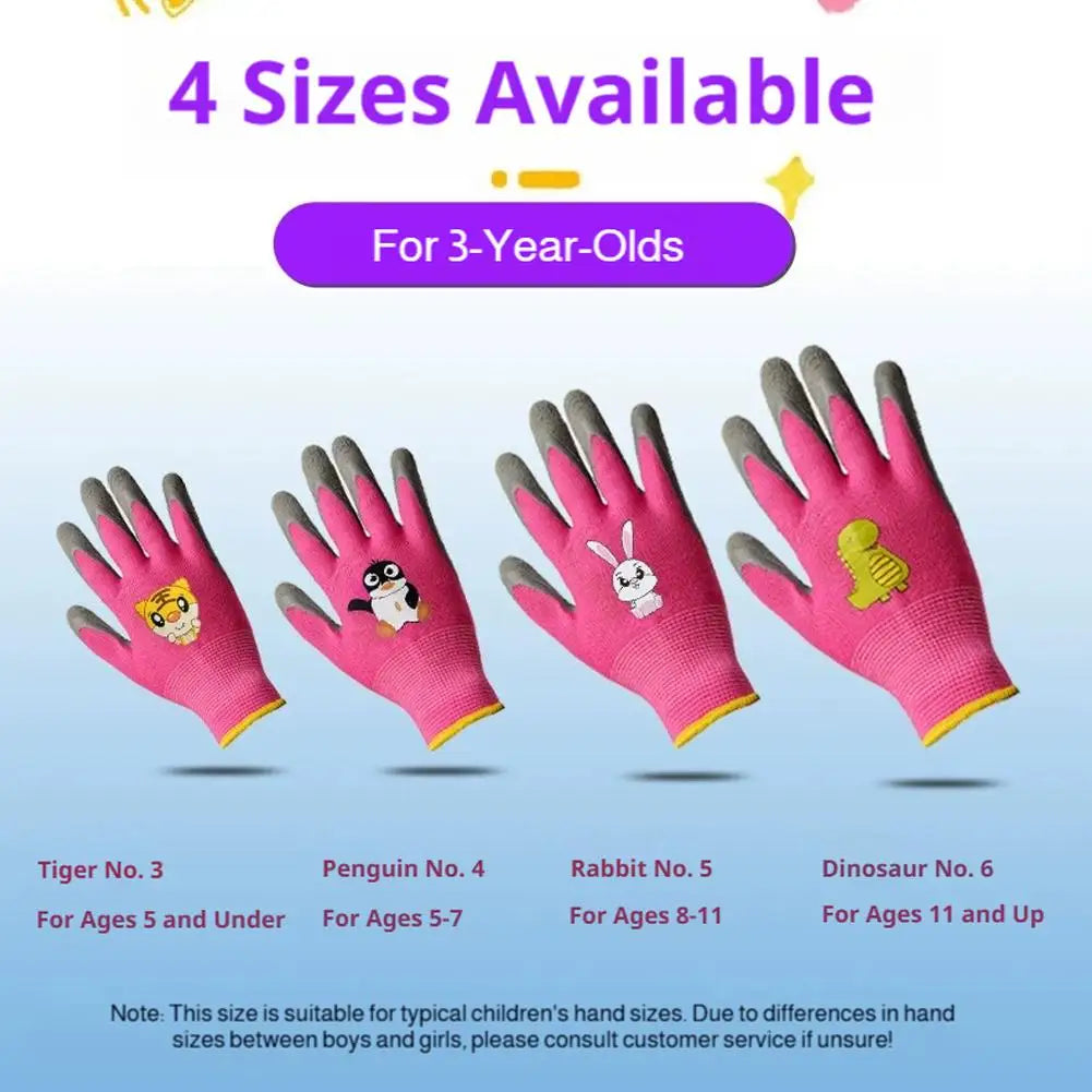 Kids Durable Waterproof Garden Work Gloves Non-Slip Children Safety Yard Work Gloves Portable Garden Supplies Gardening Gloves