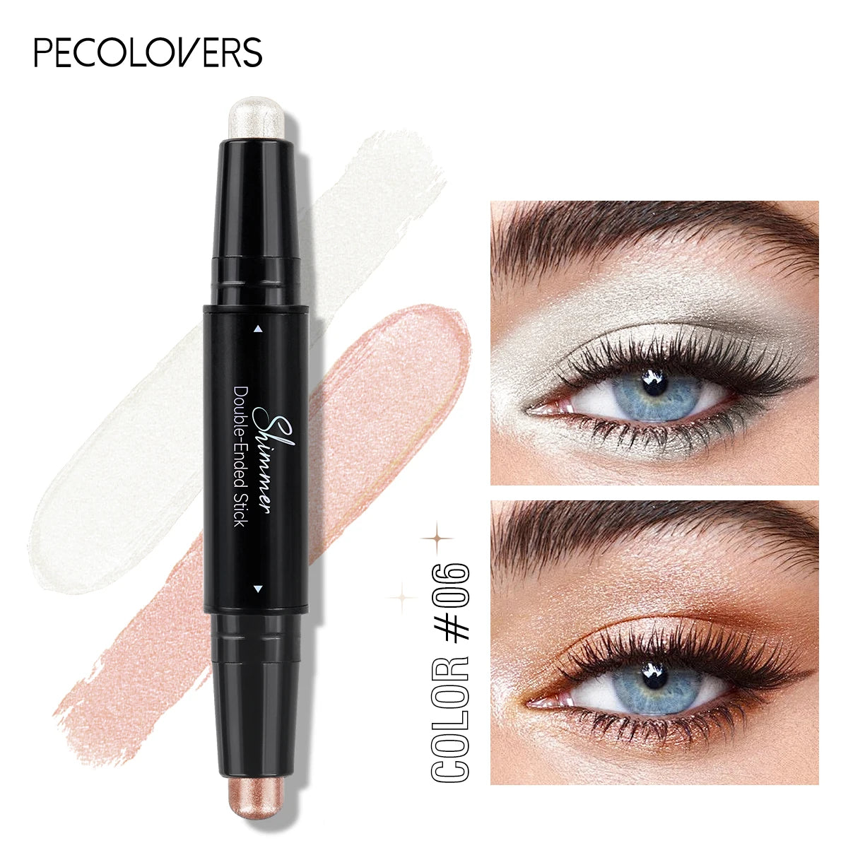 1PC Shimmer Double Head Eyeshadow Stick, Colorful, Waterproof, Easy Blend, for Stage Makeup and Music Festivals
