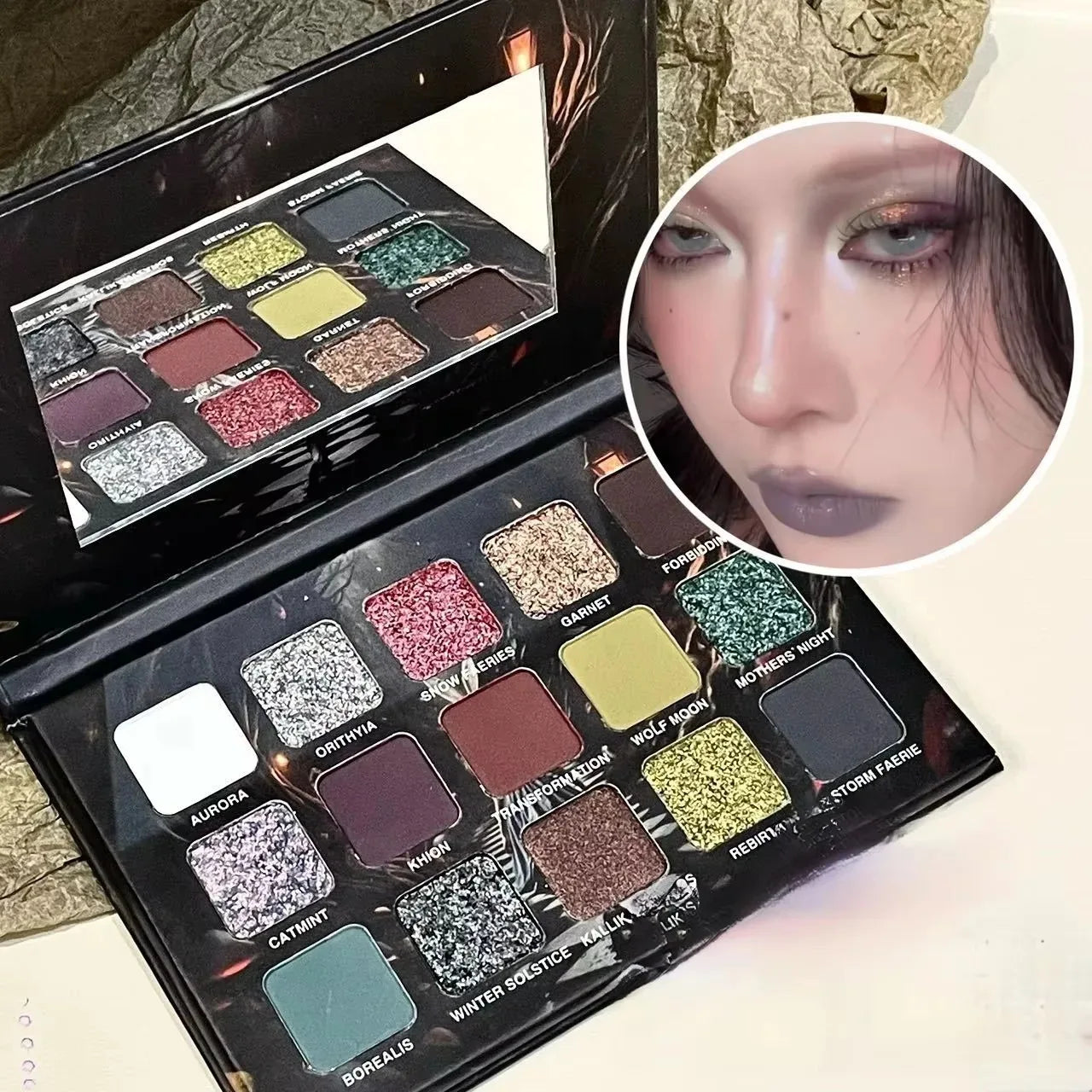 15-Color Underground Eyeshadow Palette Pearlescent Glitter Matte Metallic Halloween Makeup Look Suitable
