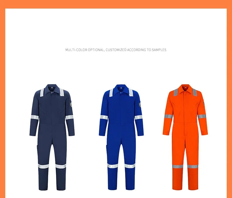 High Temperature Resistant Uniform Anti-static Flame Resistant Coveralls Hi Vis Safe Clothing Cotton Work Overall Welding Suit